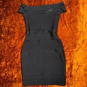 Black Off-Shoulder Slitted Dress